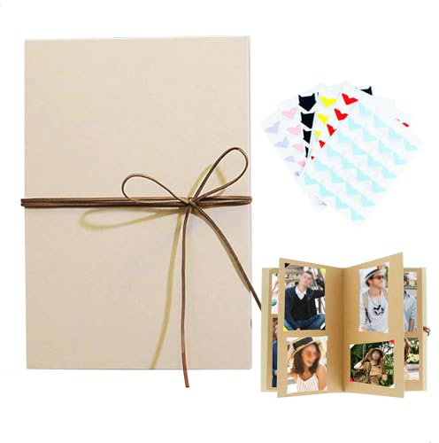 Bilderalbum, Fotoalbum Einkleben 34 Seiten, Fotobuch zum Selbstgestalten, Mit Aufklebern zum Gestalten der Eigenen Fotoalbum zum Einkleben, Ideal für Kunst- und Bastelprojekte, Farbe Braun