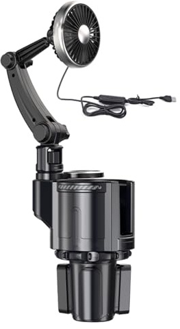 Wdbild Car Cup Holder USB Car Fan 2 In 1 Adjust Speed 360 Degree Rotating For Refreshing Air Travel