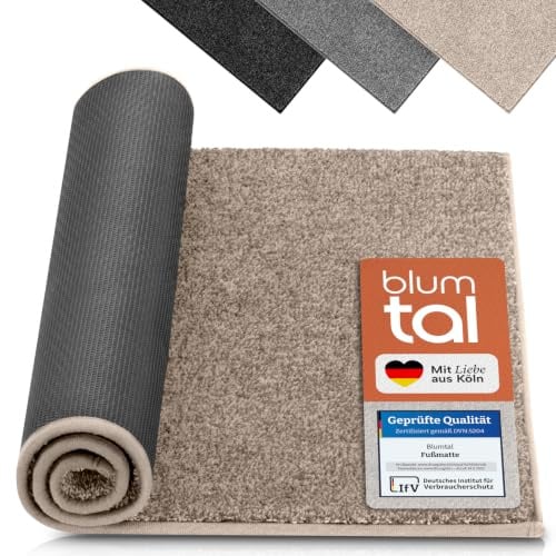 Blumtal Fußmatte 50x80 cm - Mikrofaser Schmutzfangmatte mit wasserdichter TPR-Rückseite - rutschfeste Fussmatte innen - Schmutzmatte aus Hochleistungs-Mikrofaser - Türvorleger in Beige