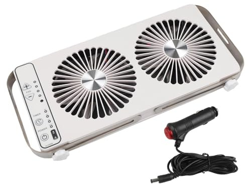 FACAIIO RV Roof Window Fan Ventilation Cooling Fan with 4 Speed Settings, 37.5-58.9 cm Expandable for Portable Use, 12V DC, White