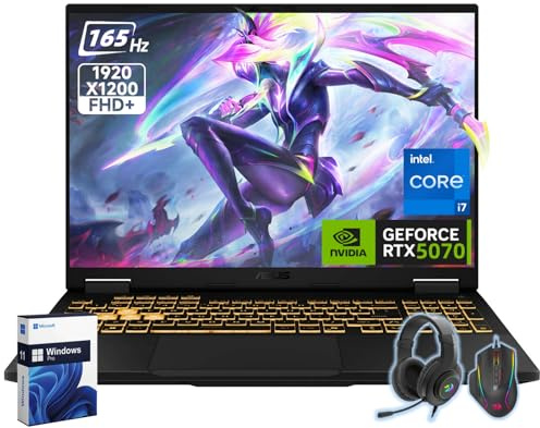ASUS TUF F16 Gaming Laptop (2025), RTX 5070 8GB GDDR7, Intel 14th Core i7-14650HX, 16 FHD+ 165Hz Display, RGB Backlit Keyboard, 64 GB DDR5 5600GHz, 4 TB SSD Gen 4, Windows 11 Pro, Accessories