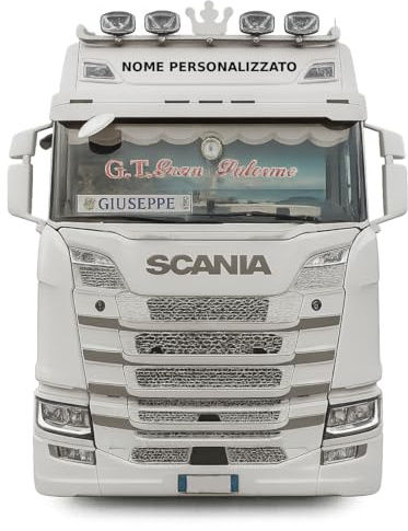 Adesivo Frontale Parasole per Scania R S Personalizzato | Decalcomania Parabrezza Camion con Nome Autista o Azienda | Vinile PRO