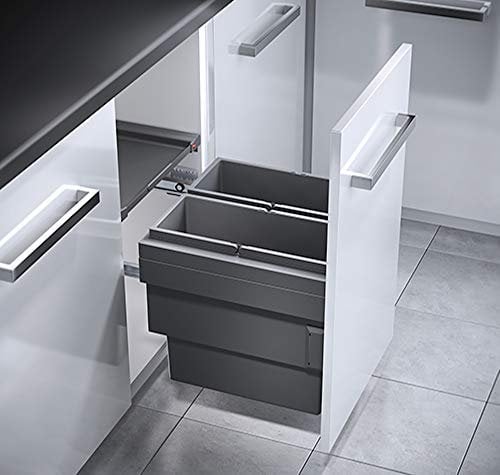 Poubelle de cuisine tri sélectif 2 bacs encastrable 36L (18+18) Hailo Cargo Synchro