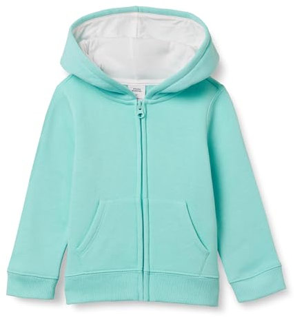 Amazon Essentials Felpe con Cappuccio Foderate in Pile con Cerniera Bambine e Ragazze, Blu Acqua, 11-12 Anni
