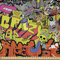 ABAKUHAUS Graffiti Microfaser Stoff als Meterware, Hip Hop Kultur Gestaltung, Deko Basteln Polsterstoff Textilien, 2M (230x200cm), Orange Gelb Grau