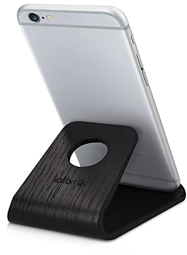 kalibri Support de téléphone Portable - Stand Universel en Bois de chêne pour Smartphone et Tablette Compatible avec iPhone Samsung Galaxy Huawei