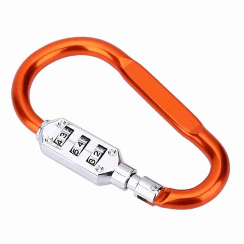 MAGT Karabinerhaken Zahlenschloss, Reisetasche Karabiner Vorhängeschloss Gepäcksicherung 3 Stellig Zahlenschloss für Außenbereich (Orange)