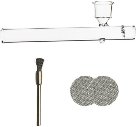 Weedness Pipa in Vetro 10 cm + Raschietto + filtri – Pipa da Tabacco Kawumm