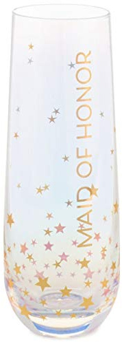 Maid of Honor Stemless Champagne Flute with Stars