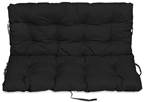 SuperKissen24. Sitzkissen Bankkissen Bankauflage für Gartenbank - 180x50 cm und Rückenlehne 180x60 cm - Outdoor und Indoor - schwarz