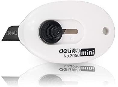 Mini cutter rond Deli SK5 avec lame ultra tranchante - Couteau graphique - Wrapping Car + carte de visite AutoDress® incluse (blanc)