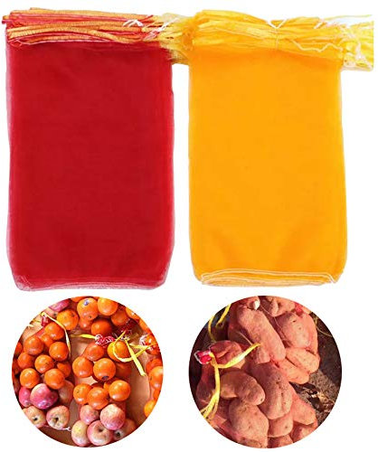20 STK Vielseitige Kartoffelsäcke Gemüsesäcke Netzsack Kartoffelsack Mit Zugband Hoch Reißfest Leicht Zu Tragen, Für Bauernhöfe, Obstgärten, Obst, Gemüse, Kartoffel, Zwiebel Usw—Gelb + Rot,50 * 80 cm