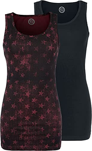 RED by EMP Damen schwarz-rote Basic Tops im Doppelpack