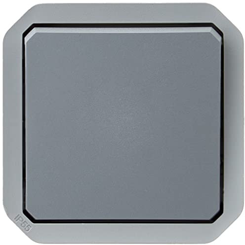 Legrand - Pulsador simple impermeable Plexo 10A para equipar una caja o placa soporte acabado gris