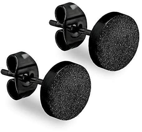 Max Palmer® Runde Ohrstecker mit Platte in Diamant-Optik | 4 Farben [02.] - schwarz