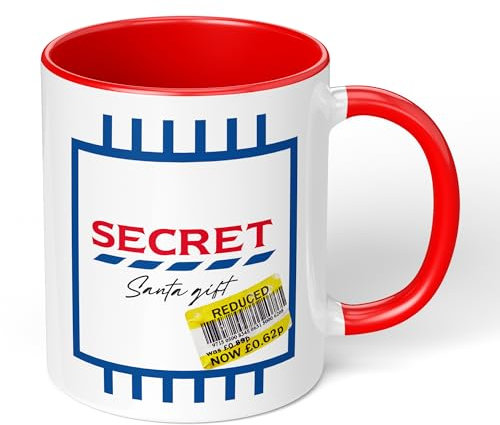 Print Maniacs Secret Santa Mug Gift Christmas Funny Novelty Humor Office TES*o Shopping Gift (Red Fill)