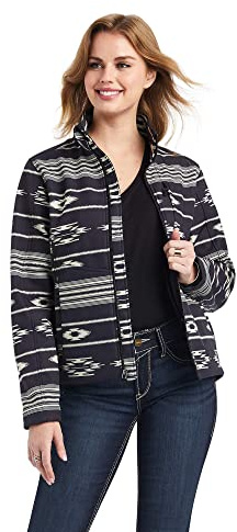 ARIAT Women's Softshell Chimayo Jacket, Rio Chiquito Black/Buttercream