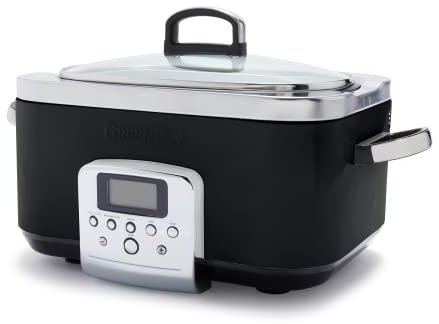 GreenPan Elite 8-in-1 Mijoteuse Programmable 6L, Couvercle et Plateau Amovible Lavable au Lave-Vaisselle, Céramique Non-Adhérente Saine Sans PFAS, Cuisson, Sauté, Panier Vapeur, Rôtissage, Noir