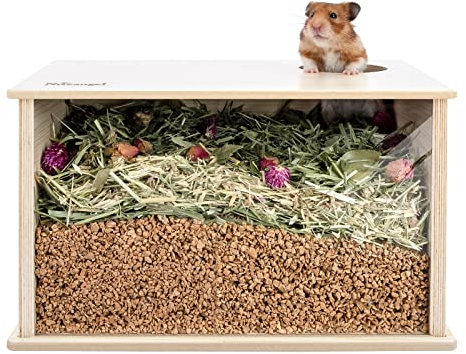 Niteangel Visible Hamster Digging Box for Syrian Dwarf Roborovski Campbell Hamsters Gerbils Mice Lemmings Degus or Other Small-Sized Pets (Burlywood)