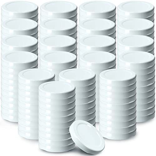 KADAX Schraubdeckel fi43 mm, Twist-Off-Deckel Set aus Metall, passend für 40ml Gläser, Ersatzdeckel mit 4 Einrastzähnen, Deckel für Sturzgläser, Flaschen und Einmachgläser (200 Stück, Weiß)