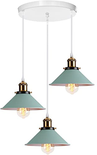Pendelleuchte 3 Flammige Hängeleuchte Vintage Industrielle Hängelampe E27 Deckenleuchte Retro Design Lampenschirm 220mm Edison Lampe für Küche Esszimmer Schlafzimmer Flur (eine Basis von 30cm)
