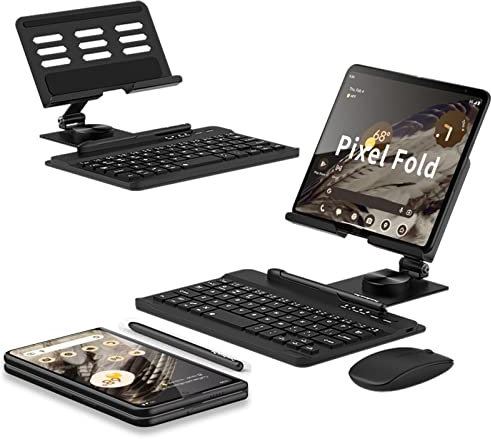 Hülle Custodia per Pixel Fold Tastiera + Supporto Telefono + Mouse + Penna + Glass Film Cover,Supporto per Tablet PC Keyboard Kit per Google Pixel Fold(3)