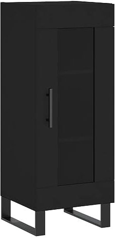 vidaXL Sideboard, Kommode mit viel Stauraum, Beistellschrank Anrichte für Wohnzimmer, Schrank Mehrzweckschrank Glas-Tür, Modern, Schwarz Holzwerkstoff