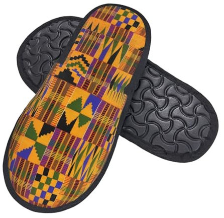 408 Indoor Slippers, Ghana Kente Plüsch Schuhe Soft Winter Slippers Comfortable Puschen Für Winter Herren Draussen M