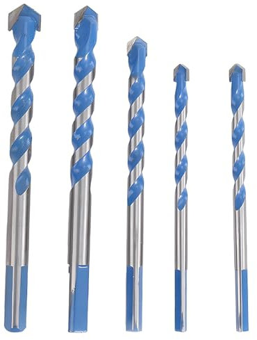 5 Set of Concrete Drill Bit Carbide Masonry Drill Glass Hammer with Triangular Cutter Head 10 mm Masonry Drill Bit for Drill Through Hard Materials (Blue)