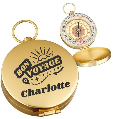 polar-effekt Gold Taschenkompass mit Gravur - Geldgeschenk zum Geburtstag - leuchtende Zeiger - Metall Kompass für Outdoor Liebhaber