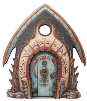 Monozoz Porte de Jardin féerique, Porte de Lutin - Porte Miniature créative en Bois - Décoration de souche d'arbre, Elfe - Accessoire de Jardin de fée pour chemins
