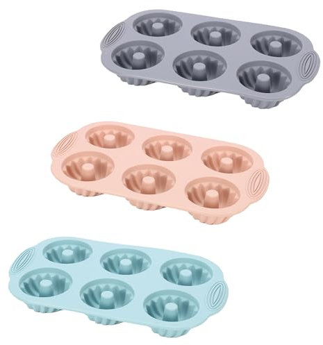 Ziyero 3 Pièces Moule Mini Kouglof Silicone,Moule Gateau Silicone Moules à Kouglof Réutilisables,Moule Gateau Aid Moules à Gâteaux Ronds pour La Pâtisserie Gâteau Au Dessert Pudding (Diamètre 6.5cm)