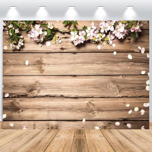 ASDCXZ Holz Foto Hintergrund 2.5x1.8m, Natur Braun Holzfarbe Blumenwand Fotowand Hintergrund, Vinyl Fotobox Hintergrund für Baby Dusche Geburtstag Party Kuchen Tischdekoration Fotostudio Requisiten