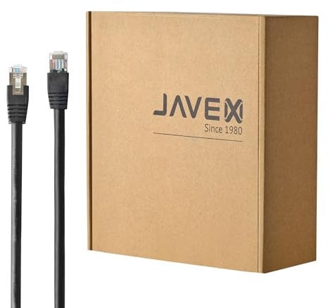JAVEX Cat6 FTP Outdoor Ethernet Cable, 23AWG CCA Patch Cord, 50m, Black