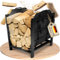Eklavia Kaminholzregal mit Tasche (Schwarz) – Stabiler Brennholzkorb mit Canvas Tragetasche für Drinnen & Draußen | Kaminholzkorb Feuerholzkorb Metall, Holzkorb für Kaminholz, Groß & Wetterfest