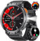 FOXBOX 1.85 IPS Ultra Großer Smartwatch Herren mit Telefonfunktion, Militär Smart Watch mit LED Taschenlampe für Android iOS, 730mAh, IP68 Wasserdicht, 24H Herzfrequenz, 110+ Sportmodi