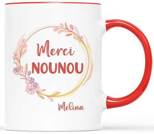 𝗖𝗔𝗗𝗘𝗔𝗨 𝗣𝗟𝗨𝗦 Mug Personnalisé Prénom - Merci Nounou Avec Prénom - Cadeau Nounou, Cadeau Nounou Original, Idee Cadeau Nounou, Merci Nounou Cadeau, Tasse Nounou, Mug Super Nounou