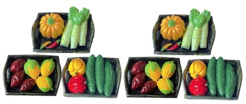 Abaodam 2sets Doll House Miniature Vegetables Realistic Mini Fruit Veggie Models Miniature Vegetable Basket for Craft 3pcs*2