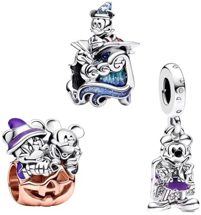 Doyafer Mouse Pumpkin Cart Set Pendant 925 Sterling Silver charms set Bead Fit Women'S Bracelet Necklace Birthday Gift For Friends Jewelry Gift 3 Pieces/Pack