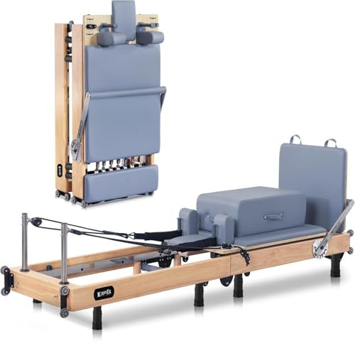 BUBANDI Pilates-Reformer-Gerät, multifunktionales, faltbares Pilates-Reformer-Gerät, langlebig und leise, Pilates-Ausrüstung für Heimtraining mit Reformer-Zubehör und Reformer-Pilates-Box,C