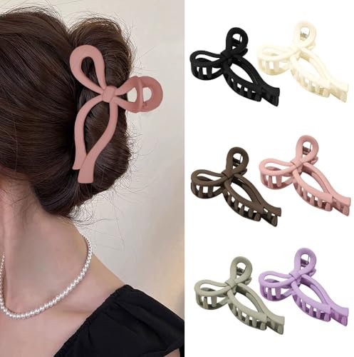 FDEETY 6 Stück Schleife Haarklammer Set Matt Haarspangen Damen Haargreifer Haarschmuck Haarkrallen Elegant Haarklemme