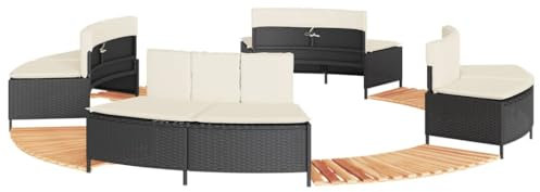 vidaXL Bordo per Spa Nero in Polyrattan e Legno Massello di Acacia, Bordo Vasca idromassaggio, Bordo Spa, Rivestimento Vasca idromassaggio da Esterno