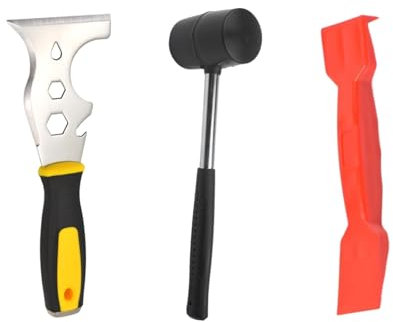 NIYATA 3 Pieces Window Glazing Tool Kit,Glazing Tools,Window Bead Removal Tool,Multi-Functions Glazing Hammer,Plastic Shovel for Windows,Doors Hand Tool Sets