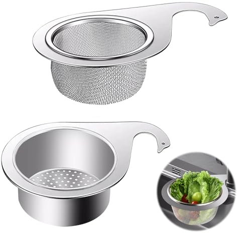 Cxqbsmy Abflusssieb Küchenspüle, 2 Stück Multifunctional Drain Basket, Siebkorb Spüle Edelstahl, Corner Sink Strainer, Sink Strainer Basket für Filter Kitchen Waste and Wash Vegetables Fruits