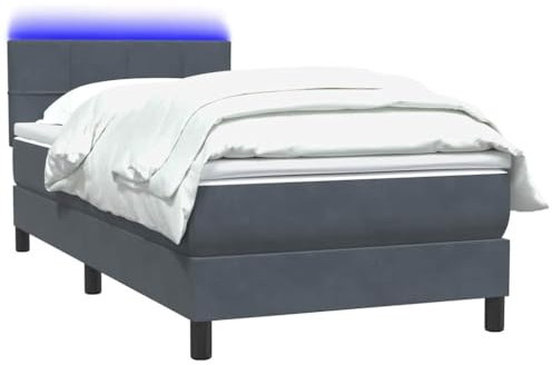 vidaXL Boxspringbett mit Matratze Dunkelgrau 80x220 cm Samt, Bett, Bettrahmen, Einzelbett, Schlafzimmermöbel, Lattenrost, Samtbett, Polsterbett