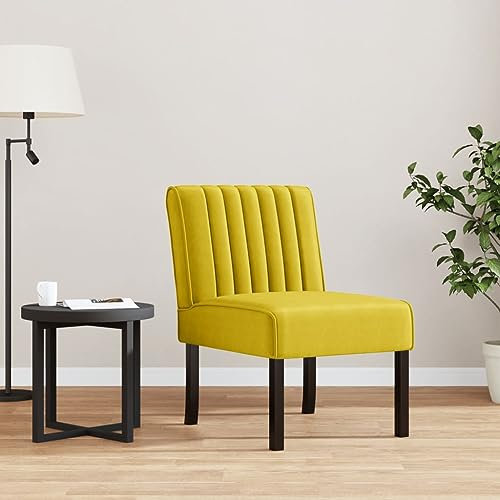 Myheimly Polsterstuhl, Polstersessel für Wohnzimmer Büro Schlafzimmer, Relaxsessel ohne Armlehnen, Relaxstuhl Sessel Stuhl Bürostuhl, Samt Gelb