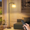 SUWIN Lampara de Pie, Lamparas de Pie Para Salon con Control Remoto, Lámpara de Pie con Pantalla de Lino, Atenuación Continua, Bombilla Led E27, Para Sala de Estar, Dormitorio, Oficina