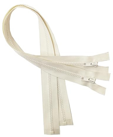 KGS Teilbare Reißverschlüsse | 5mm Reißverschluss Kunststoff für Jacken | 2 Stück pro Packung (Creme, 65 CM)
