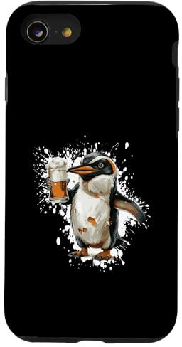 Lustiger Pinguin Trinkbier Comic Hülle für iPhone SE (2020) / 7 / 8