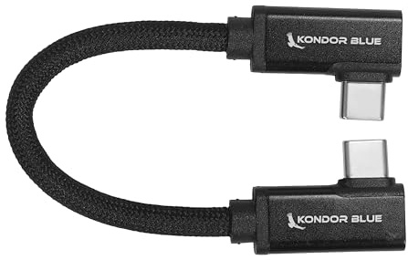 KONDOR BLUE Cable trenzado USB-C de ángulo recto dual de 6 pulgadas para datos de 8K y entrega de energía, cuenta con 3.2, 20 Gb/s 100 W, transferencia de datos de video 8K y capacidad de carga rápida